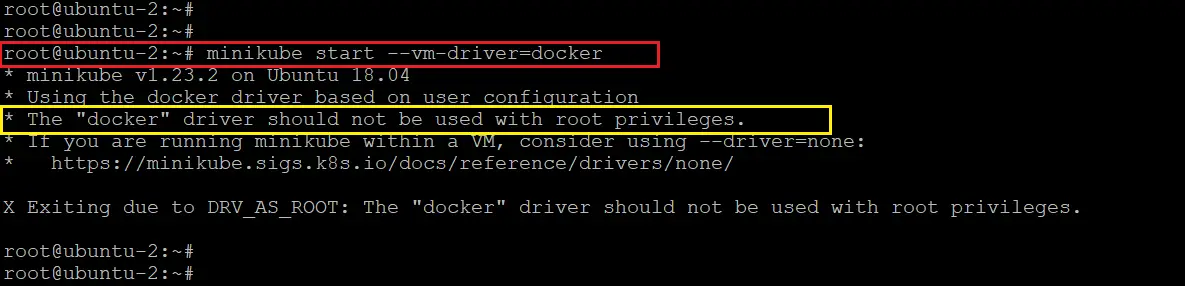 minikube with docker driver from root user